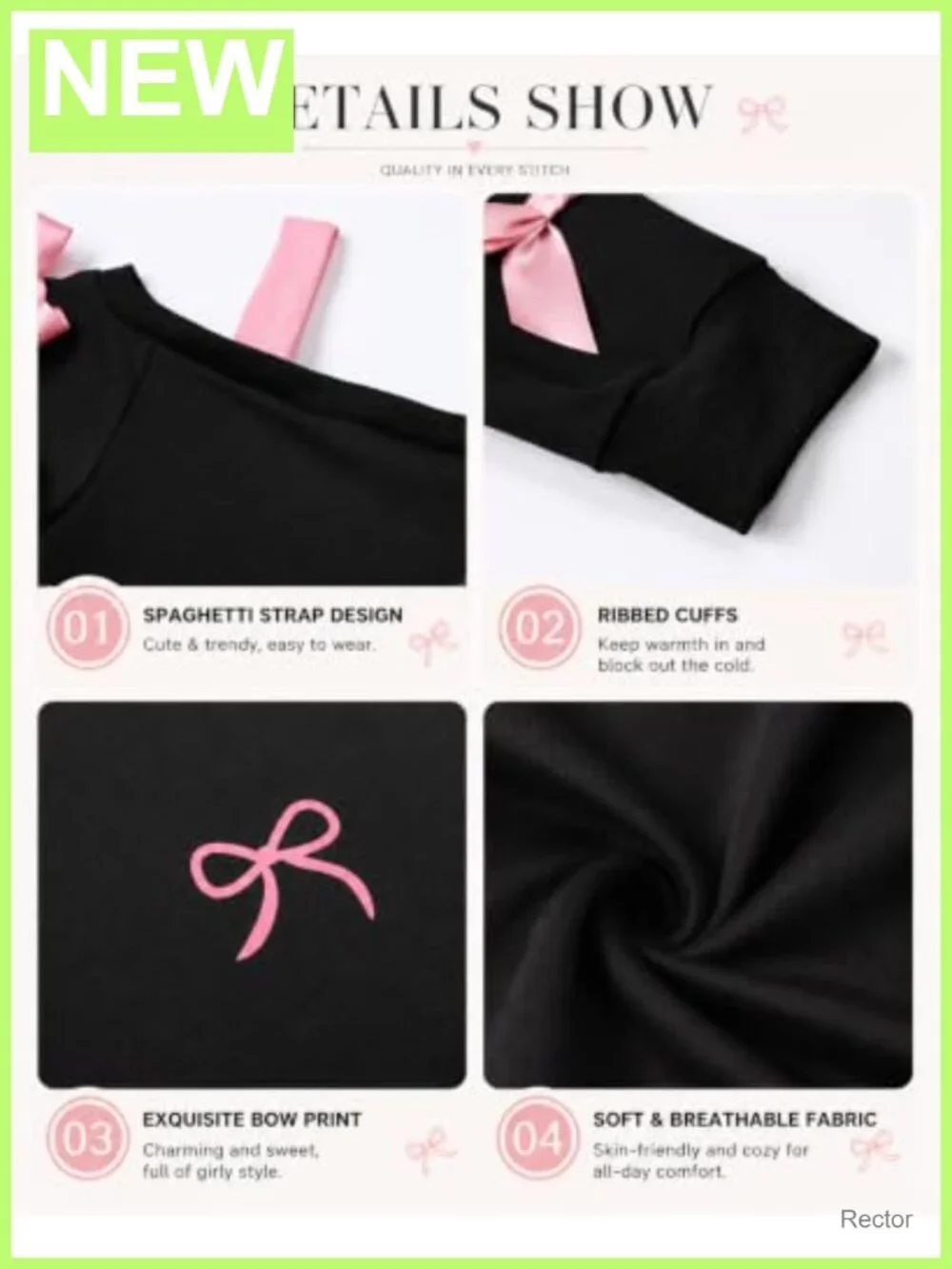 Girls Off Shoulder Bow Graphic Long Sleeve Sweatshirt Pullover Top